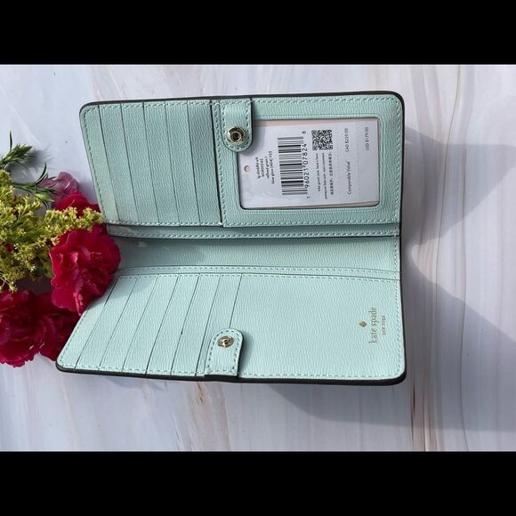 Kate spade Blue glow Cameron slim bifold wallet clutch NEW - Picture 4 of 6